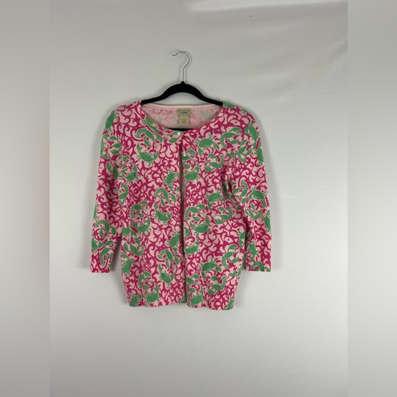 L.L. Bean Sweaters - L.L. Bean 100% Cotton Lobster & Crab Cardigan – Size Medium